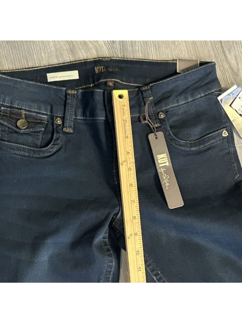 KUT From The Kloth Natalie Flap Pocket Bootcut Jeans Womens 4 Dark Wash Stretch - Picture 12 of 16